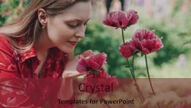  Presentation with poppies - Slide deck enhanced with portrait-of-young-beautiful-woman background and a tawny brown colored foreground