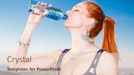  Presentation with summer drinking water - Beautiful PPT layouts featuring portrait-of-young-beautiful-woman backdrop and a lemonade colored foreground