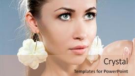  Presentation with beautiful fresh leaves water drops - Slides consisting of portrait of young beautiful woman background and a  colored foreground