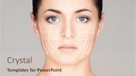  Presentation with plastic surgery - Slide set featuring portrait of young beautiful and healthy woman with arrows on her face spa plastic surgery face lifting and make-up concept background and a lemonade colored foreground