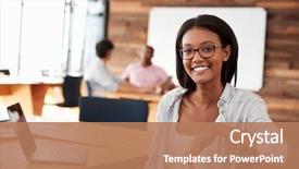  Presentation with black woman - Slide set enhanced with portrait of young black woman background and a coral colored foreground