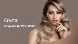  Presentation with long hair - Theme enhanced with portrait-of-young-blonde-woman background and a gray colored foreground