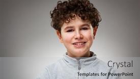 Presentation with gray - Presentation design enhanced with portrait-of-young-boy background and a light gray colored foreground