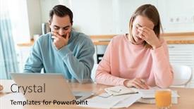  Presentation with home documents - Amazing slide deck having portrait-of-young-brooding-couple backdrop and a coral colored foreground