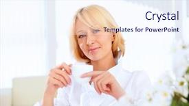  Presentation with tea cup - Presentation theme with portrait of young business lady background and a  colored foreground