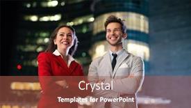  Presentation with young business people - Presentation design with portrait-of-young-business-people background and a tawny brown colored foreground