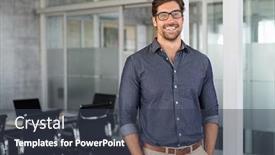  Presentation with young business man - PPT layouts with portrait-of-young-businessman-wearing background and a tawny brown colored foreground