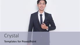  Presentation with tie - Presentation consisting of portrait-of-young-businessman-wearing background and a light blue colored foreground