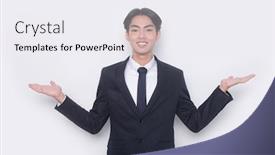  Presentation with black hands - Theme enhanced with portrait-of-young-businessman-wearing background and a sky blue colored foreground