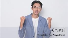  Presentation with gray - Beautiful presentation theme featuring portrait-of-young-businessman-wearing backdrop and a light gray colored foreground