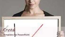  Presentation with sales - Amazing slide deck having portrait of young businesswoman showing sales graph against gray background backdrop and a sky blue colored foreground