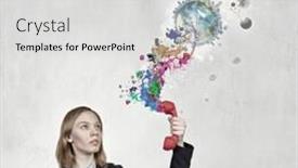  Presentation with nasa - Colorful presentation theme enhanced with portrait of young businesswoman with red phone receiver in hands elements of this image are furnished by nasa backdrop and a light gray colored foreground