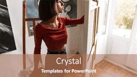  Presentation with artistic - Slide set consisting of portrait-of-young-caucasian-artistic background and a coral colored foreground