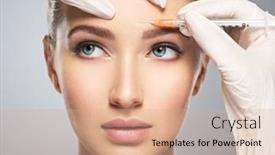  Presentation with beautiful young woman getting face - Slides enhanced with portrait-of-young-caucasian-woman background and a coral colored foreground