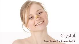  Presentation with smell - PPT layouts with portrait-of-young-caucasian-woman background and a lemonade colored foreground