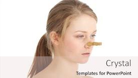  Presentation with smell - Amazing theme having young caucasian woman with clothespin backdrop and a lemonade colored foreground