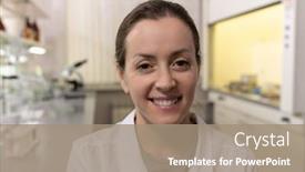  Presentation with chemist - Slide set consisting of portrait-of-young-chemist background and a coral colored foreground