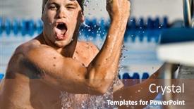  Presentation with swimmer - Slide deck having portrait-of-young-competitive-swimmer background and a tawny brown colored foreground