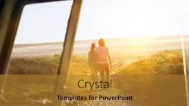  Presentation with beach - Colorful presentation theme enhanced with portrait-of-young-couple-enjoying backdrop and a gold colored foreground