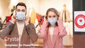  Presentation with masks - Slide deck with portrait-of-young-couple-looking background and a coral colored foreground