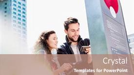  Presentation with reading - Presentation theme with portrait-of-young-couple-reading background and a coral colored foreground