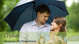  Presentation with under umbrella - Amazing presentation having portrait of young couple under umbrella embracing and looking at each other with smiles backdrop and a yellow colored foreground