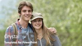  Presentation with trekking - Slide set featuring portrait-of-young-couple background and a violet colored foreground