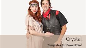  Presentation with old couple - Slide set having portrait-of-young-couple background and a coral colored foreground