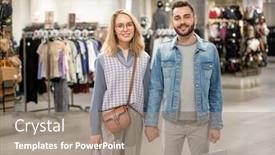  Presentation with clothing - Colorful slide deck enhanced with portrait-of-young-couple backdrop and a gray colored foreground