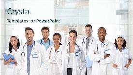  Presentation with nurses - Audience pleasing PPT layouts consisting of portrait of young doctors backdrop and a sky blue colored foreground