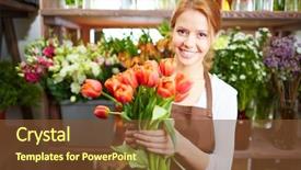  Presentation with female - PPT layouts with portrait of young female florist background and a tawny brown colored foreground
