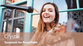  Presentation with acoustic - Cool new slides with portrait-of-young-female-musician backdrop and a coral colored foreground