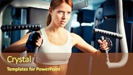  Presentation with portrait of excited overjoyed female - Theme featuring portrait of young female training background and a red colored foreground