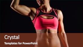  Presentation with black female - Audience pleasing PPT layouts consisting of portrait of young fitness woman shows biceps muscular female body with sweat perfect sportive female body sporty girl over black background backdrop and a tawny brown colored foreground