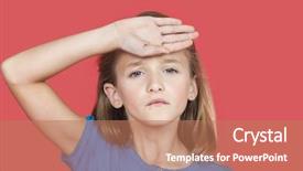  Presentation with temperature - Slide deck having portrait of young girl checking self temperature against red background background and a coral colored foreground