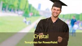  Presentation with graduation black graduate hat - Beautiful presentation featuring portrait of young graduation man backdrop and a tawny brown colored foreground