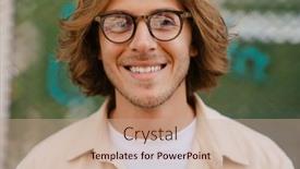  Presentation with camera - PPT layouts consisting of portrait-of-young-handsome-long background and a coral colored foreground