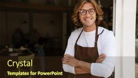  Presentation with man door - PPT theme with portrait-of-young-handsome-smiling background and a  colored foreground