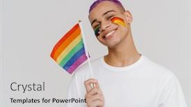  Presentation with lgbt - Slide deck enhanced with portrait-of-young-handsome-stylish background and a light gray colored foreground