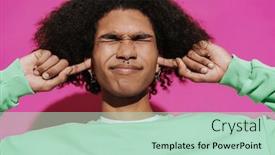  Presentation with ears - Theme with portrait-of-young-handsome-stylish background and a mint green colored foreground