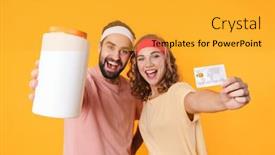  Presentation with protein - Colorful PPT theme enhanced with portrait-of-young-happy-caucasian backdrop and a gold colored foreground