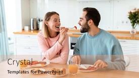  Presentation with young happy couple - Audience pleasing slide deck consisting of portrait-of-young-happy-couple backdrop and a coral colored foreground