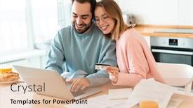  Presentation with home documents - Theme having portrait-of-young-happy-couple background and a coral colored foreground