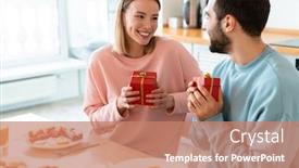  Presentation with young happy couple - Amazing slide set having portrait-of-young-happy-couple backdrop and a coral colored foreground