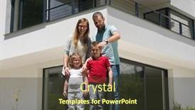  Presentation with villa - Amazing theme having portrait of young happy family with children in the yard in front of their luxury home of villa backdrop and a tawny brown colored foreground