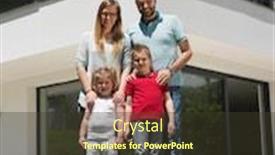  Presentation with villa - Amazing presentation theme having portrait of young happy family with children in the yard in front of their luxury home of villa backdrop and a tawny brown colored foreground