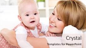 Presentation with happy baby - PPT layouts consisting of portrait of young happy mother background and a  colored foreground