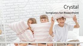  Presentation with young children - Presentation design consisting of portrait of young happy smi background and a white colored foreground