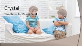  Presentation with young children - PPT layouts having portrait of young happy smi background and a  colored foreground