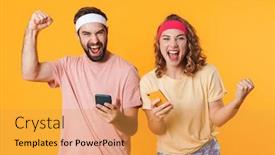  Presentation with young happy couple - Amazing slides having portrait-of-young-happy-sporty backdrop and a yellow colored foreground